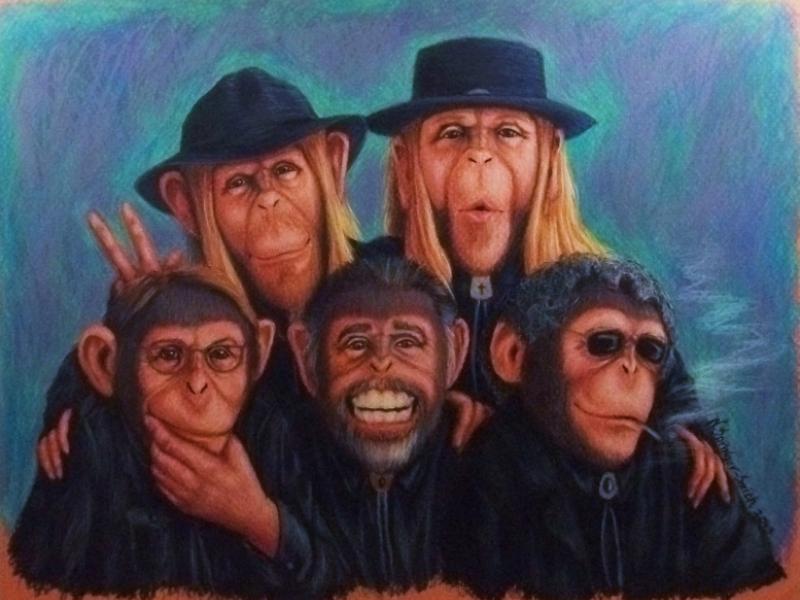 Monkeys Humaning around as Musicians