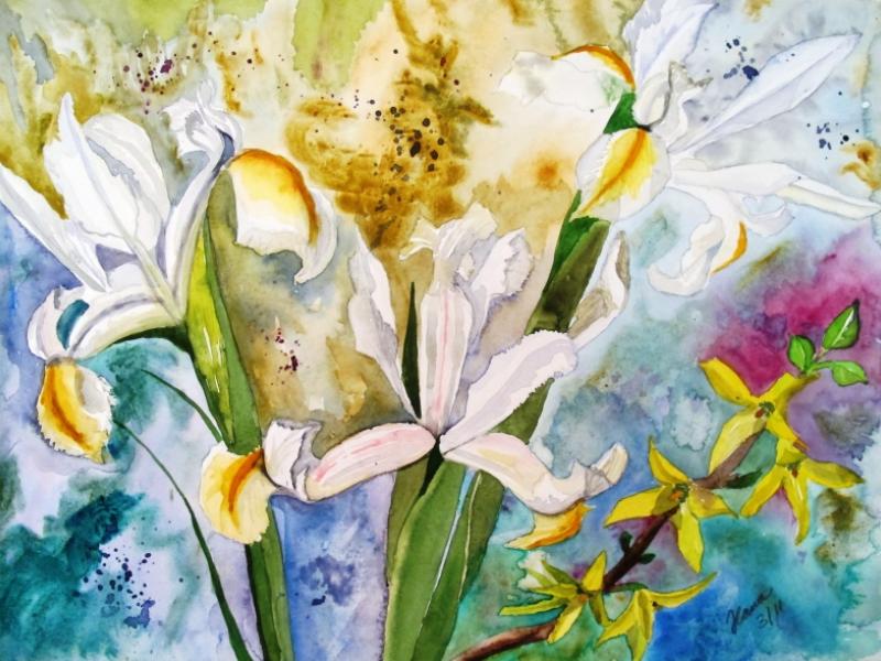 Starburst of white irises