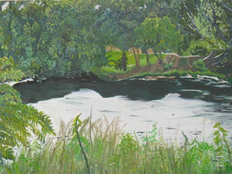 Riverside Park Oil Painting 