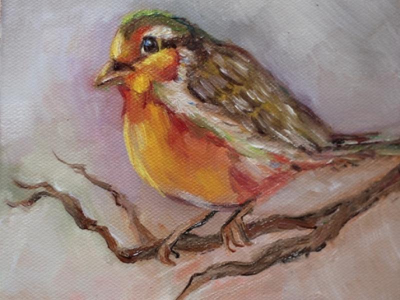 painting, oil, bird