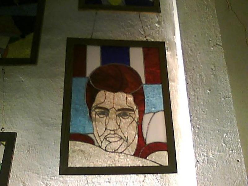 elvis presley stained glass portrait pose