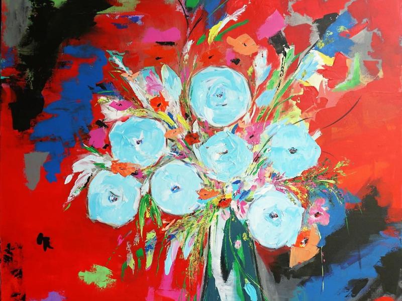 Abstract with flowers