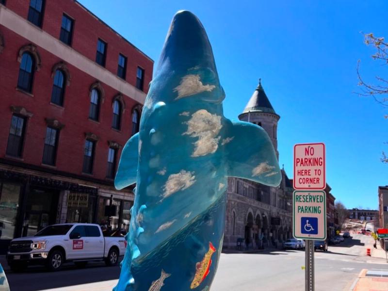 statue of a sturgeon on water st