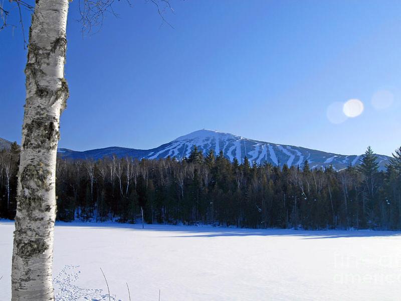 Winter landscape Sugarloaf USA, snow covered mountain, Maine