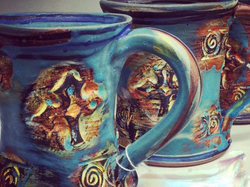 Turquoise Sunsert Mugs by Robin Gary