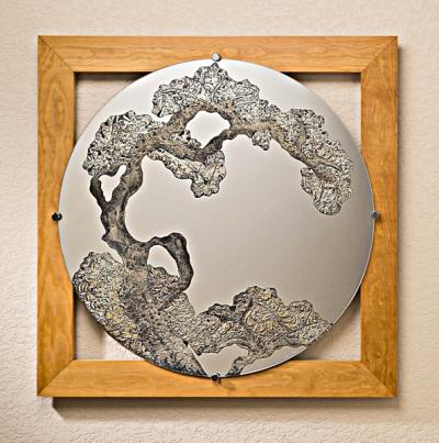 Surface Sculpted Bonsai Tree in Mirror