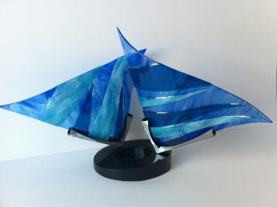fused glass steel sculpture contemporary
