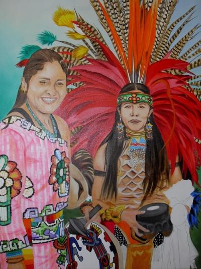 Aztec/Mayan Dancers 36 x 48 Oil Painting