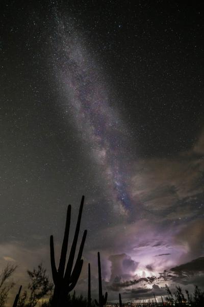 Milky Way and Lightening Converge