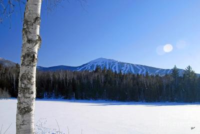 Winter landscape Sugarloaf USA, snow covered mountain, Maine