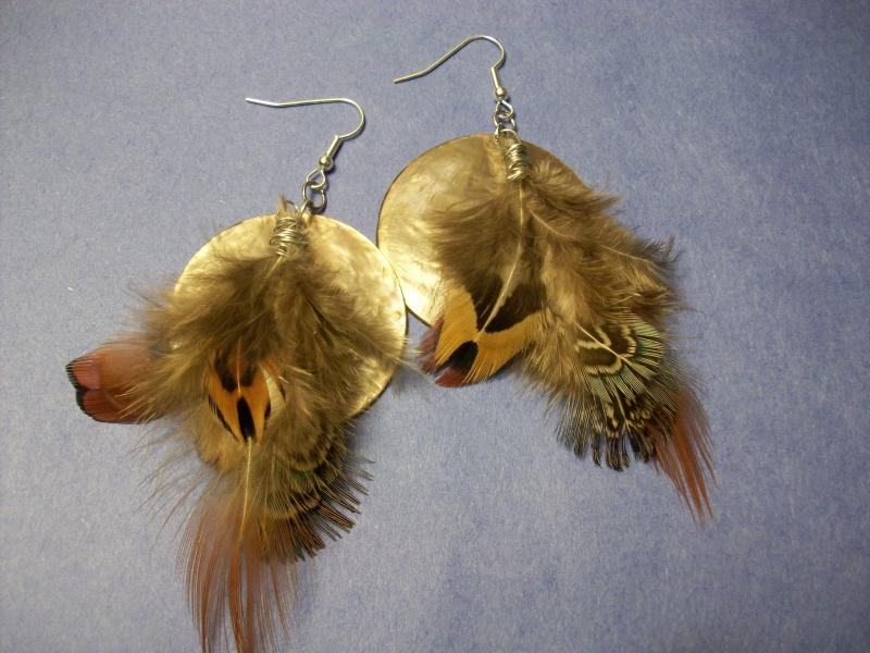 Shell and feather earrings