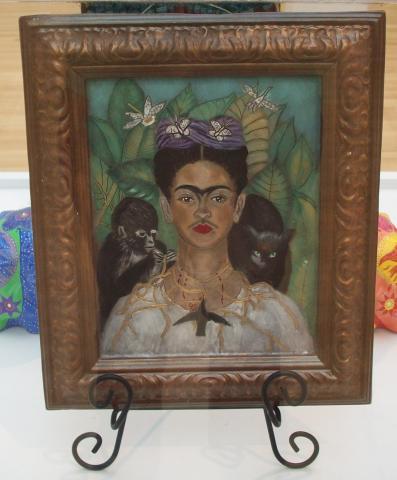 7th Annual Exhibit Reproduction of Frida Kahlo’s Self-Portrait with Thorn Necklace and Hummingbird
