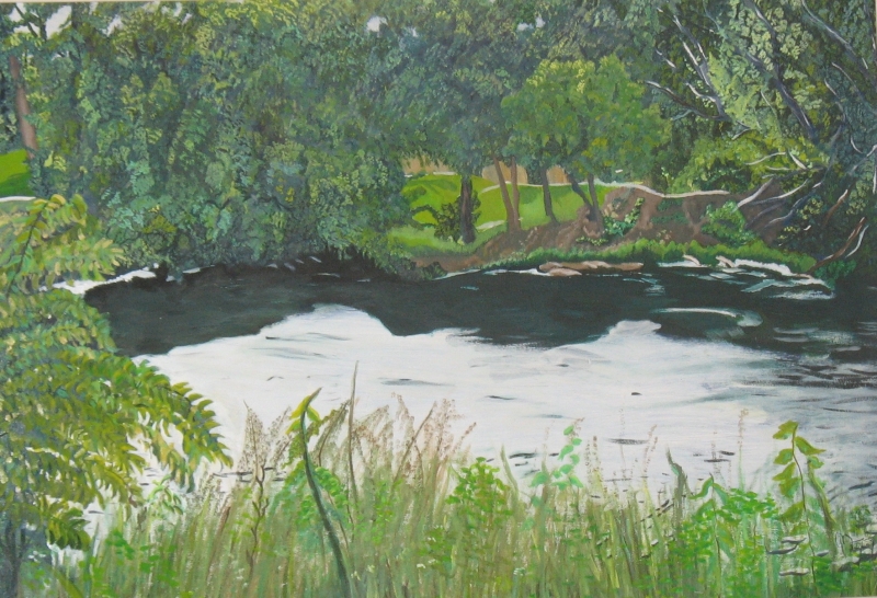 Riverside Park Oil Painting 