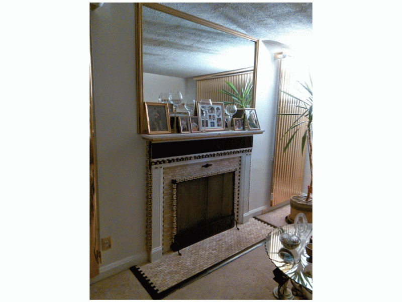 Mosaic Tile, Stone, and Wall Mirror Fire Place 