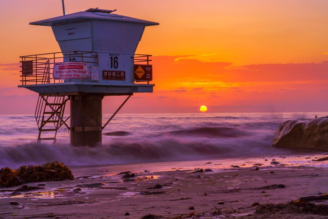Burning Sunset at San Elijo State Beach, California