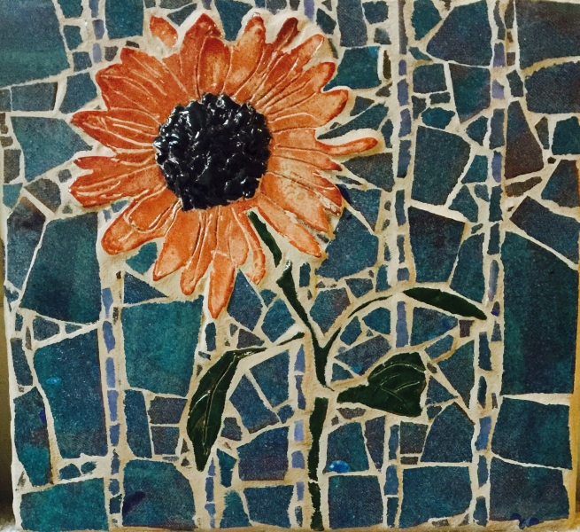 Sunflower. Freestyle mosaics 