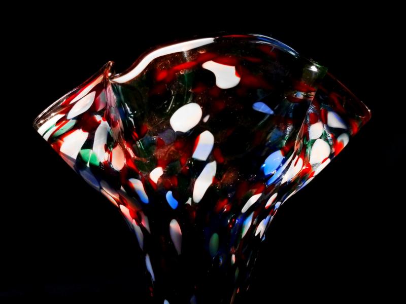 Colorful Rippled Glass Vase