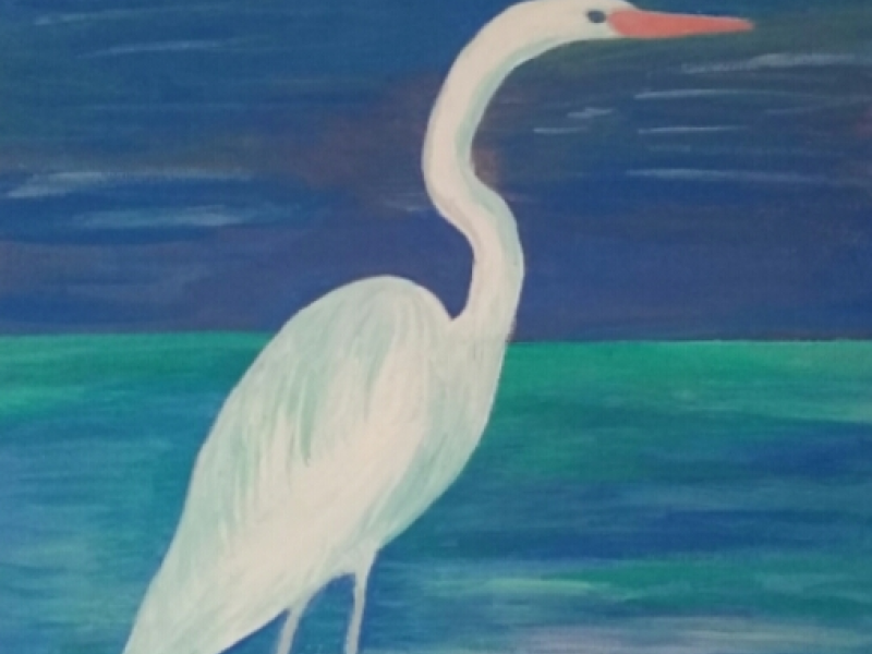 Egret painting/acrylic on canvas