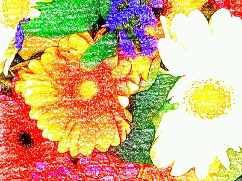 Crayon flowers