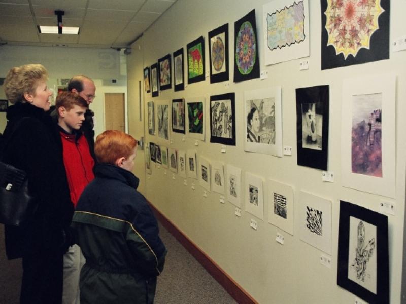 19th Annual Exhibit Attendees at the 2005 awards reception taking in the artwork on display