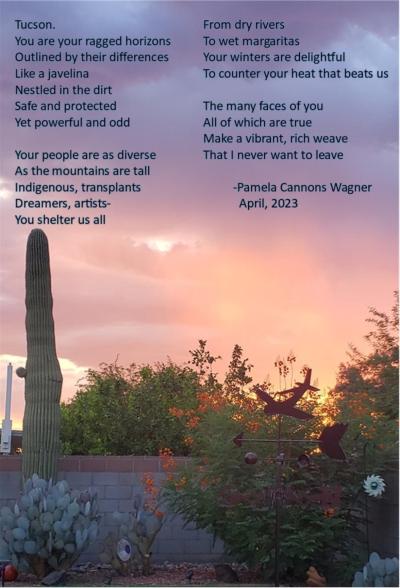 A rainy Tucson sunset from my backyard and poem I wrote.