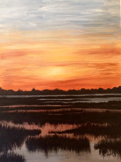 marsh, lowlands, Georgia, sunset