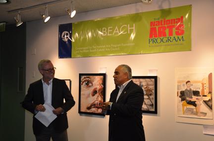 8th Annual Exhibit NAP Coordinator Gary Farmer and City Manager Jimmy Morales announcing the winners of the City of Miami Beach NAP Exhibit.
