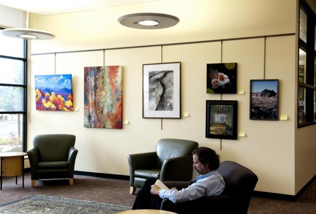 5th Annual Exhibit Artwork adorning the walls of the Philip S. Miller Library