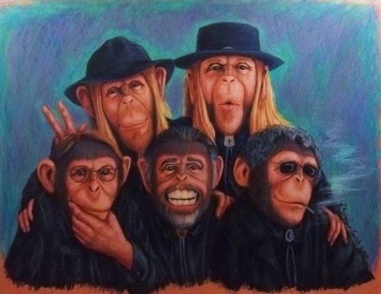 Monkeys Humaning around as Musicians