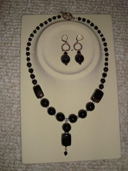 Black Agate Stone Jewelry Set #2